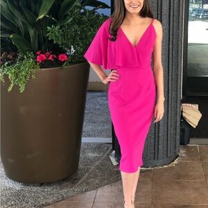 Elegant Pink Midi Dress by Dress the Population